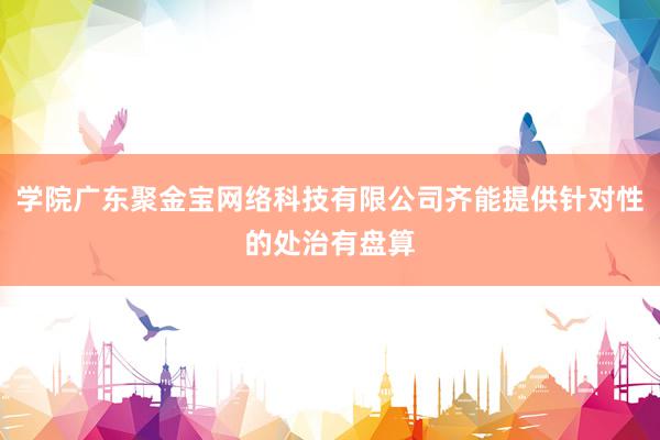 学院广东聚金宝网络科技有限公司齐能提供针对性的处治有盘算